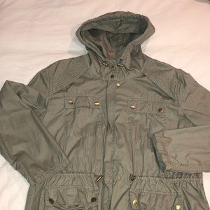 Michael by Michael Kors green rain coat with hood